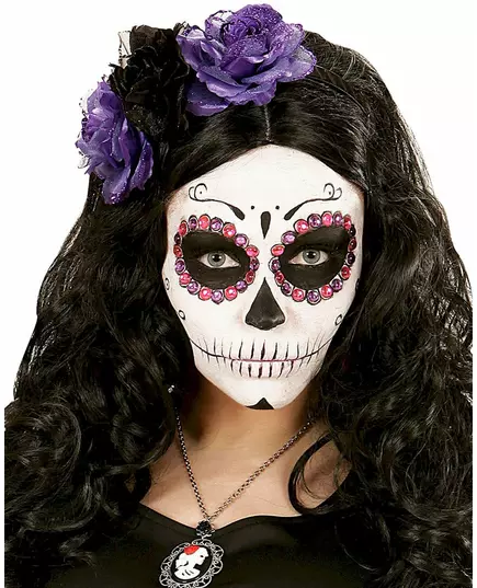Fialovo-černá květinová čelenka pro ženy, Day of the Dead