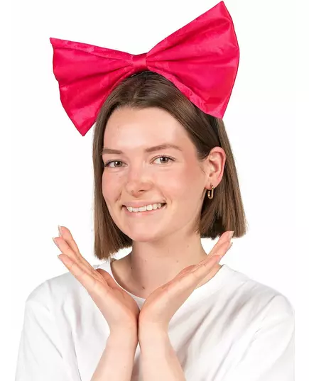 Čelenka s velkou neonově růžovou mašlí pro dospělé