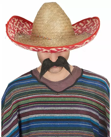 Mexické sombrero pro dospělé červené a slaměné