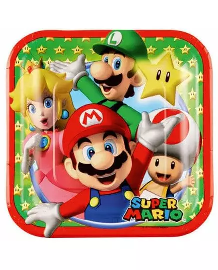 8 malých papírových talířů Super Mario 18 cm