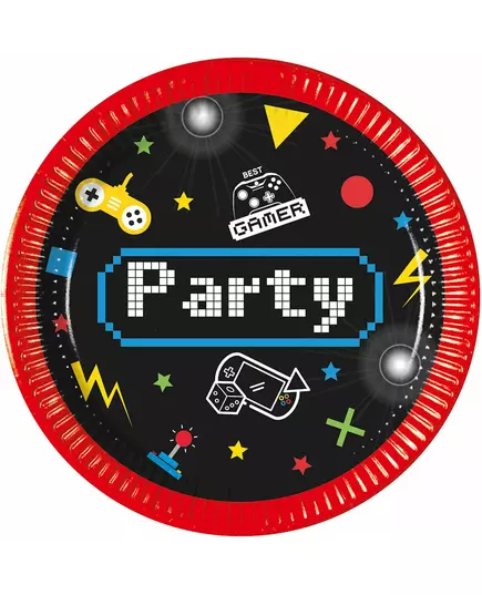 8 malých papírových talířů Gaming Party 20 cm