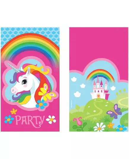 8 pozvánek a obálek Rainbow Unicorn