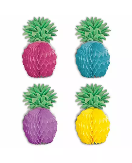 8 mini papírových dekorací ananas – mix barev 12 cm