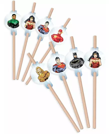 8 kartonových medailonových brček Justice League 20cm