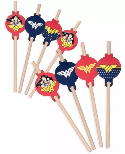 8 kartonových medailonových brček Wonder Woman 20cm