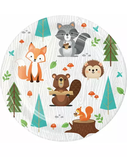 8 malých kartonových talířů Forest Animal 18 cm