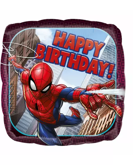 Čtvercový fóliový balónek Spider-Man Happy Birthday 43 cm