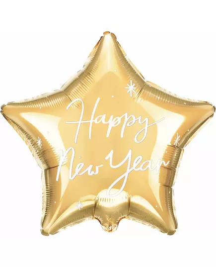 Fóliový balónek Happy New Year zlatá hvězda 50 cm