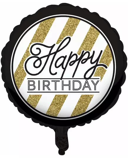 Fóliový balónek Happy Birthday černý a zlatý 46 cm