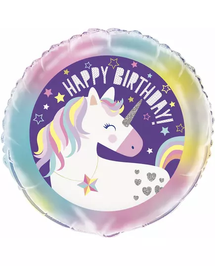Hliníkový balónek Happy Birthday jednorožec 45 cm