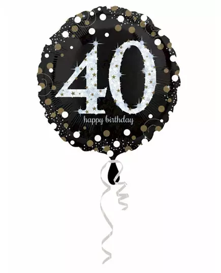 Třpytivý fóliový balónek Happy Birthday 40–43 cm