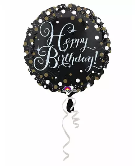 Třpytivý fóliový balónek Happy Birthday 45 cm