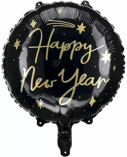 Černo-zlatý fóliový balónek Happy New Year 45 cm
