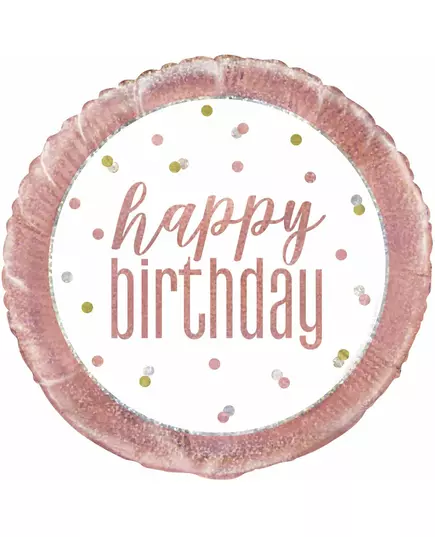 Fóliový balónek Happy Birthday bílý a růžový 45 cm