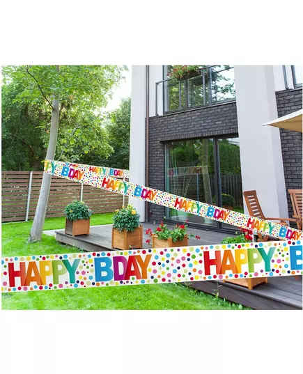 Banner Happy Birthday s vícebarevnými puntíky 15 m