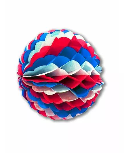 Modro-bílo-červená voštinová papírová koule 25 cm