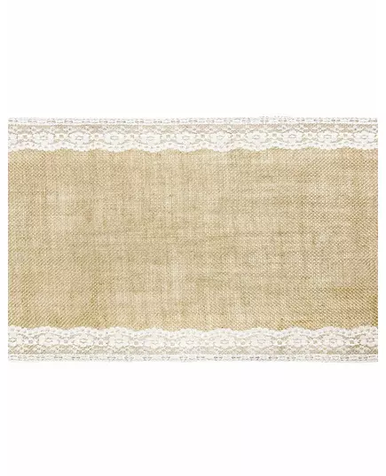 Jutový běhoun na stůl s krajkovými okraji 28 cm × 2,75 m