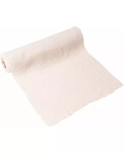 Bavlněný mušelínový běhoun na stůl krémový 30 cm x 3 m