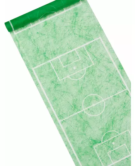 Zelený běhoun na stůl se vzorem fotbalového hřiště 30 cm x 5 m
