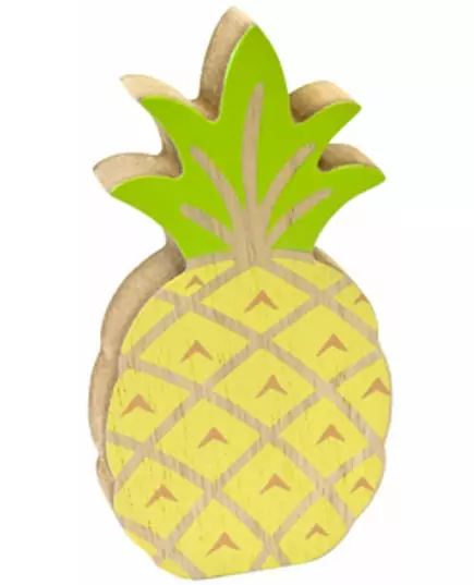 Dřevěná dekorace ananas žlutá a zelená 12 cm