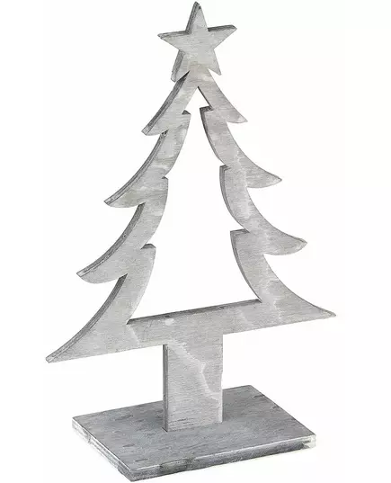 Šedá dřevěná dekorace vánoční stromeček 25 x 11 x 8 cm