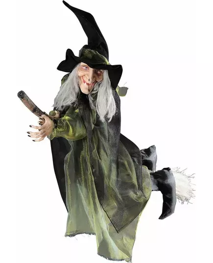Dekorace létající čarodějnice na koštěti 100cm Halloween
