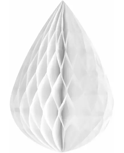 Bílá voštinová papírová kapka 12.5 cm