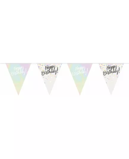 Iridescentní plastová girlanda Happy Birthday 4 m