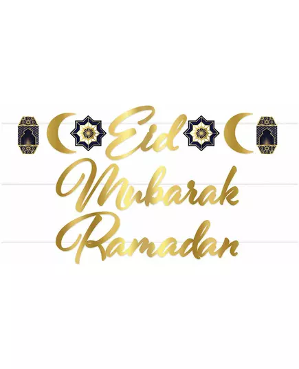 Zlatá kartonová girlanda Eid Mubarak 182 cm