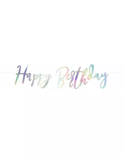 Iridescent kartonová girlanda Happy birthday 16,5 x 62 cm