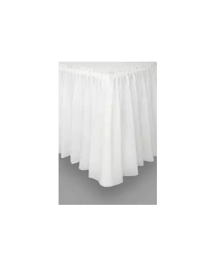 Bílá plastová sukně na stůl 73 x 426 cm