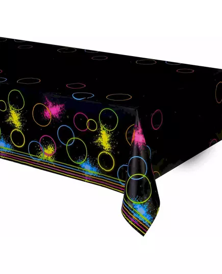 Černý plastový ubrus Glow Party 137 x 259 cm