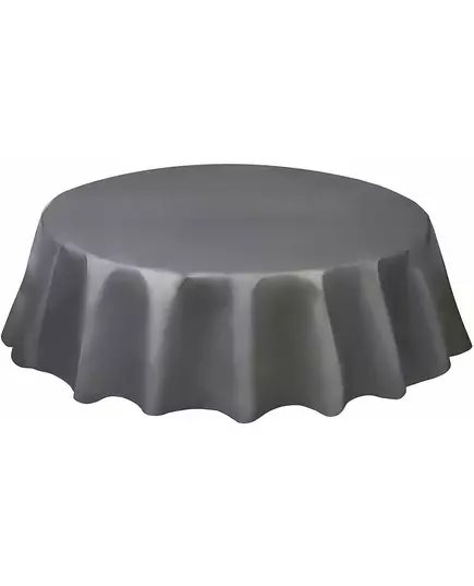 Kulatý stříbrný plastový ubrus 213 cm