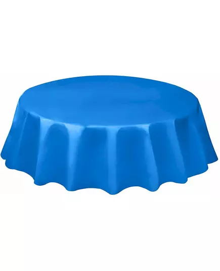 Kulatý modrý plastový ubrus 213 cm