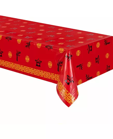 Červený plastový ubrus Asia 137 x 274 cm