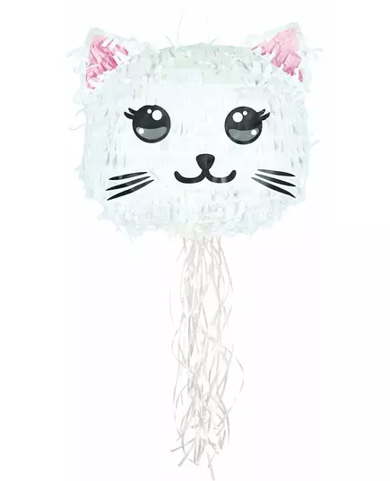 Bílá piñata kawaii kočka 38 cm