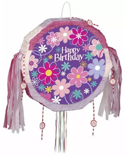 Piñata Happy Birthday květiny 45 cm