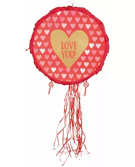 Piñata srdce Love you červená a zlatá 40 cm