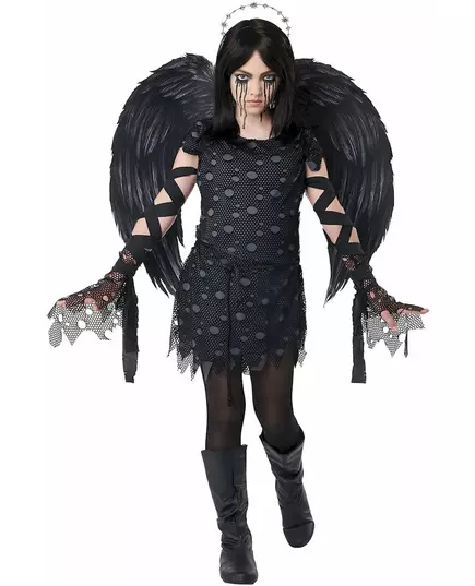 Deluxe dětský kostým černého gotického anděla, Velikost: 8-10 let (140 cm)