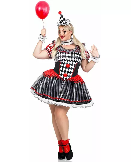 Sexy černo-bílý harlekýn kostým pro ženy plus size, Velikost: X-Large/XX-Large (48-52)