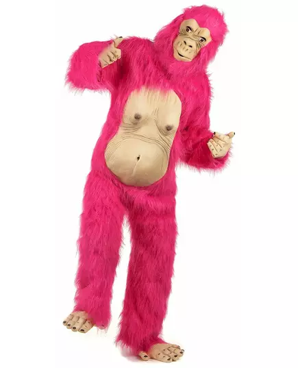 Růžový latexový kostým gorily pro dospělé