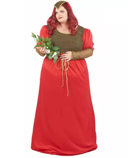 Červený středověký kostým pro ženy – plus size