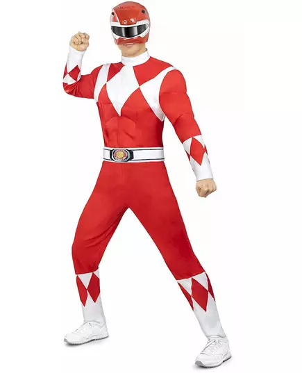 Červený Power Ranger kostým pro dospělé, Velikost: Large