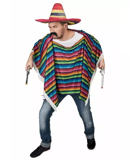 Vícebarevné třásňové mexické pončo pro dospělé