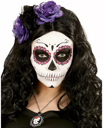 40 fialových a růžových kamínků pro dospělé Dia de los muertos
