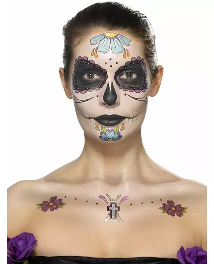 Modrá květinová sada líčení pro ženy, Day of the Dead