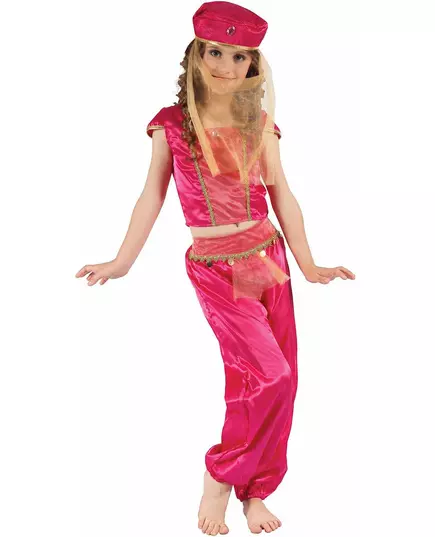 Růžovo-zlatý kostým orientální tanečnice pro dívky, Velikost: 4-6 let (110-120 cm)