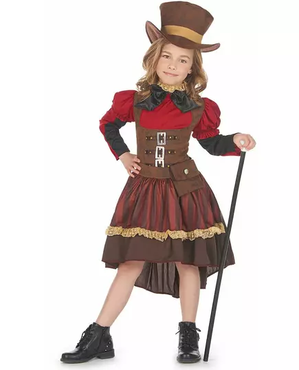 Luxusní steampunkový kostým pro dívky, Velikost: 7-9 let (120-130 cm)