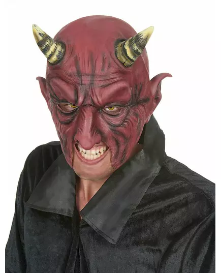 Latexová polomaska rohatého démona pro dospělé Halloween
