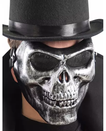 Stříbrná kostlivčí polomaska pro dospělé
